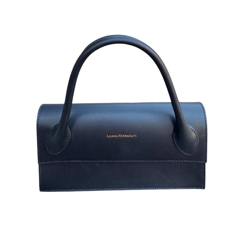 NWOT Luana Ferracuti Made In Italy Black Top Handle Genuine Leather Bag
